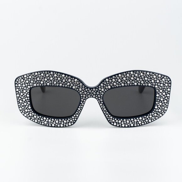 Loewe ANAGRAM Women Sunglasses Crystal Studs Blue Grey Rectangle LW4114IS 90A - Picture 2 of 12